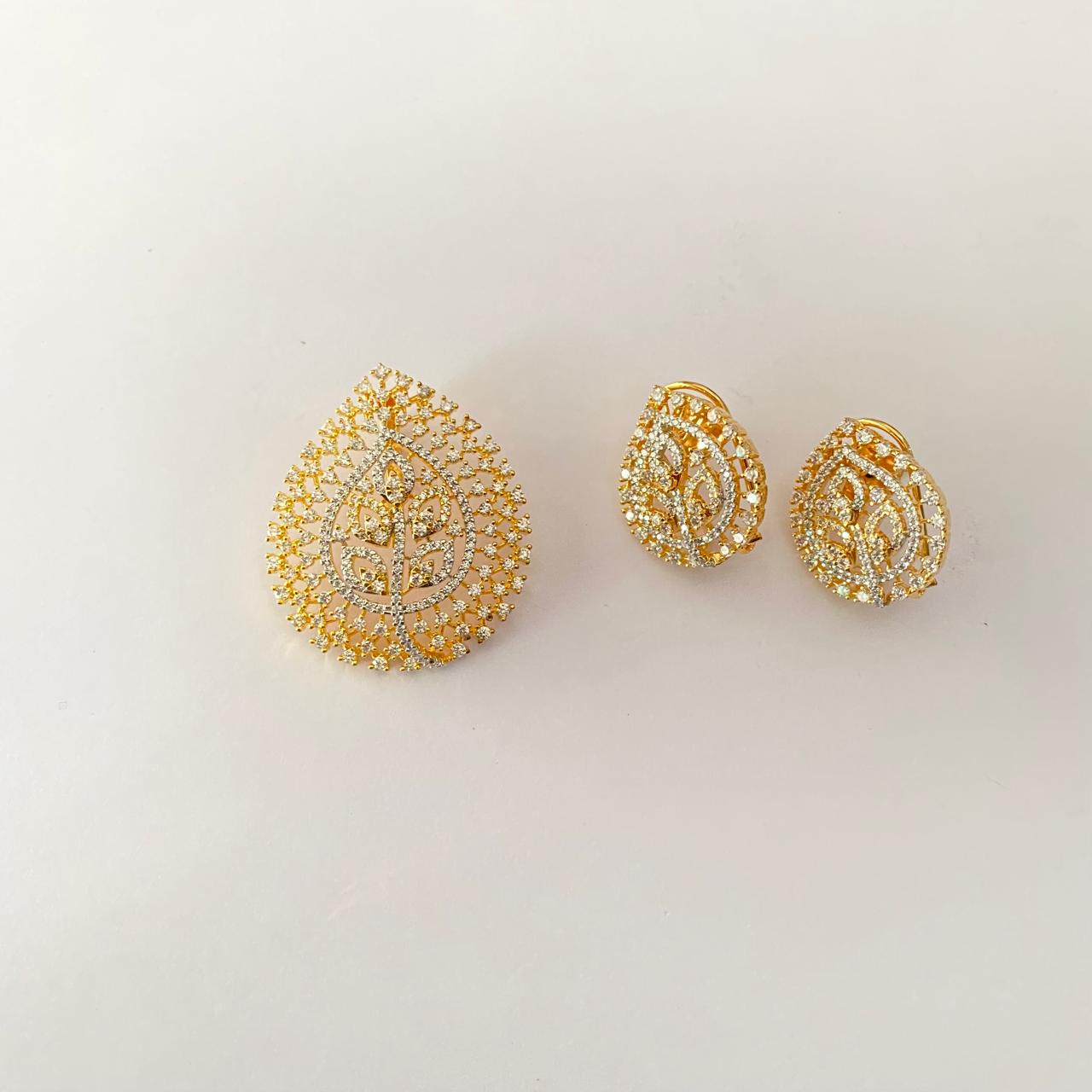 Diamond Gold Plated classic latest design Pendant Set