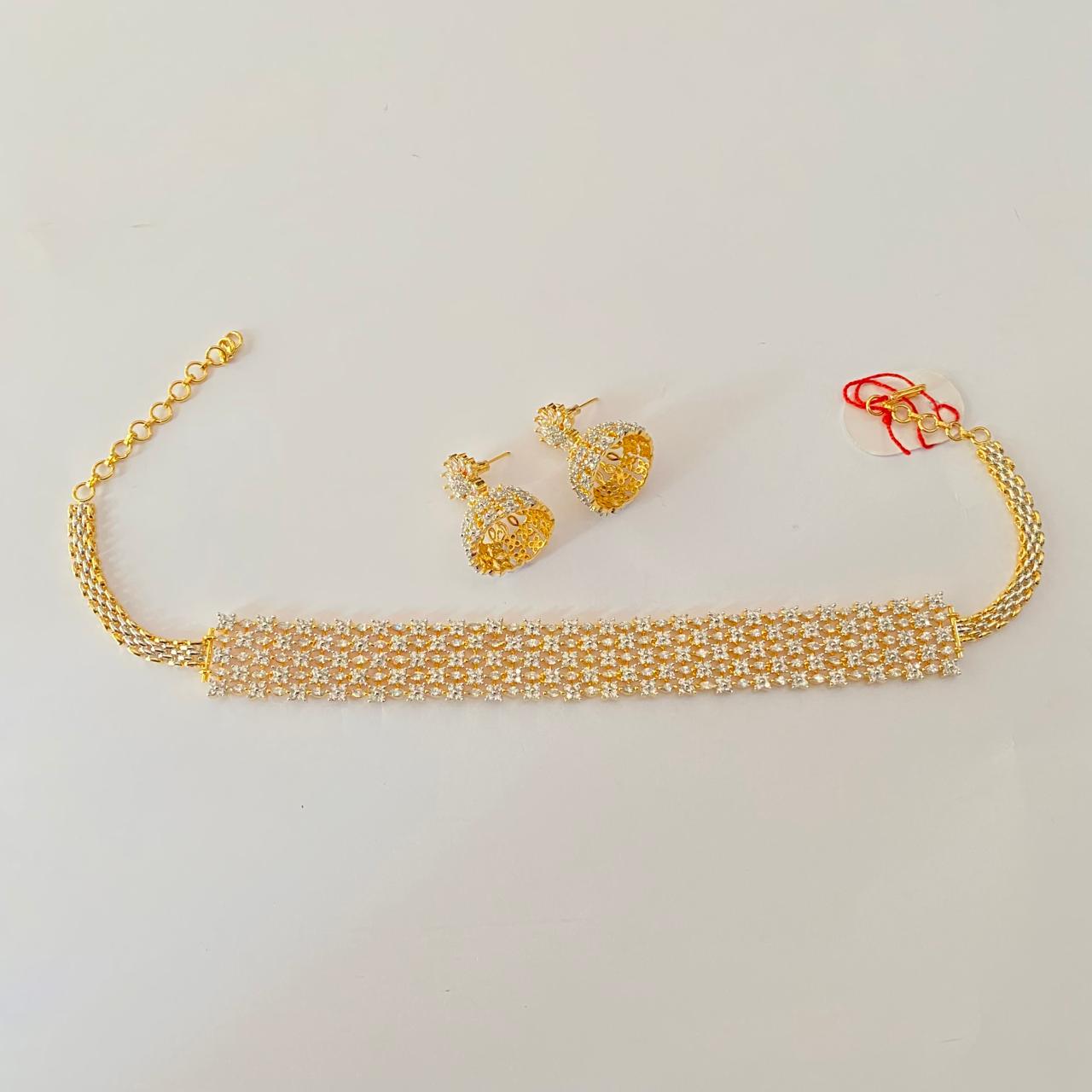 Diamond Gold plated classic party wear Choker set
