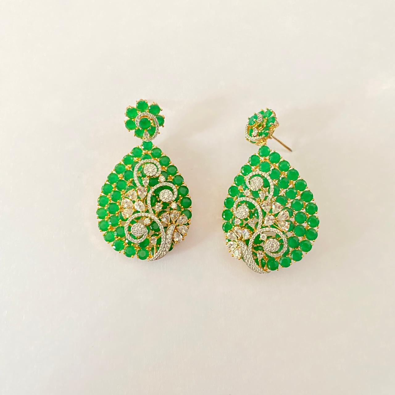 Emerald Gold Plated Latest Design Earring