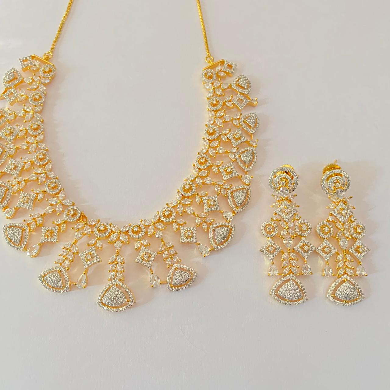 Gold plated with diamond Necklace Set