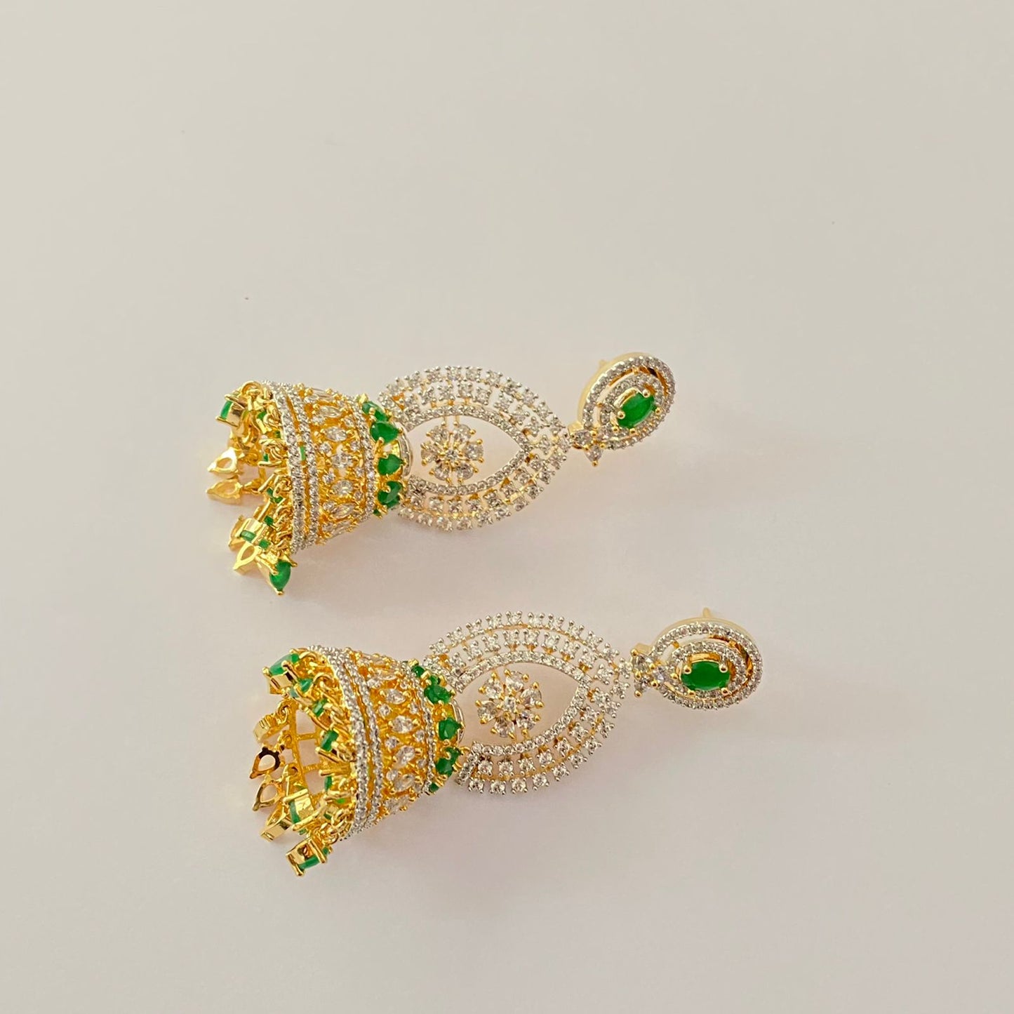 Gold Plated Green Diamond Jhumka