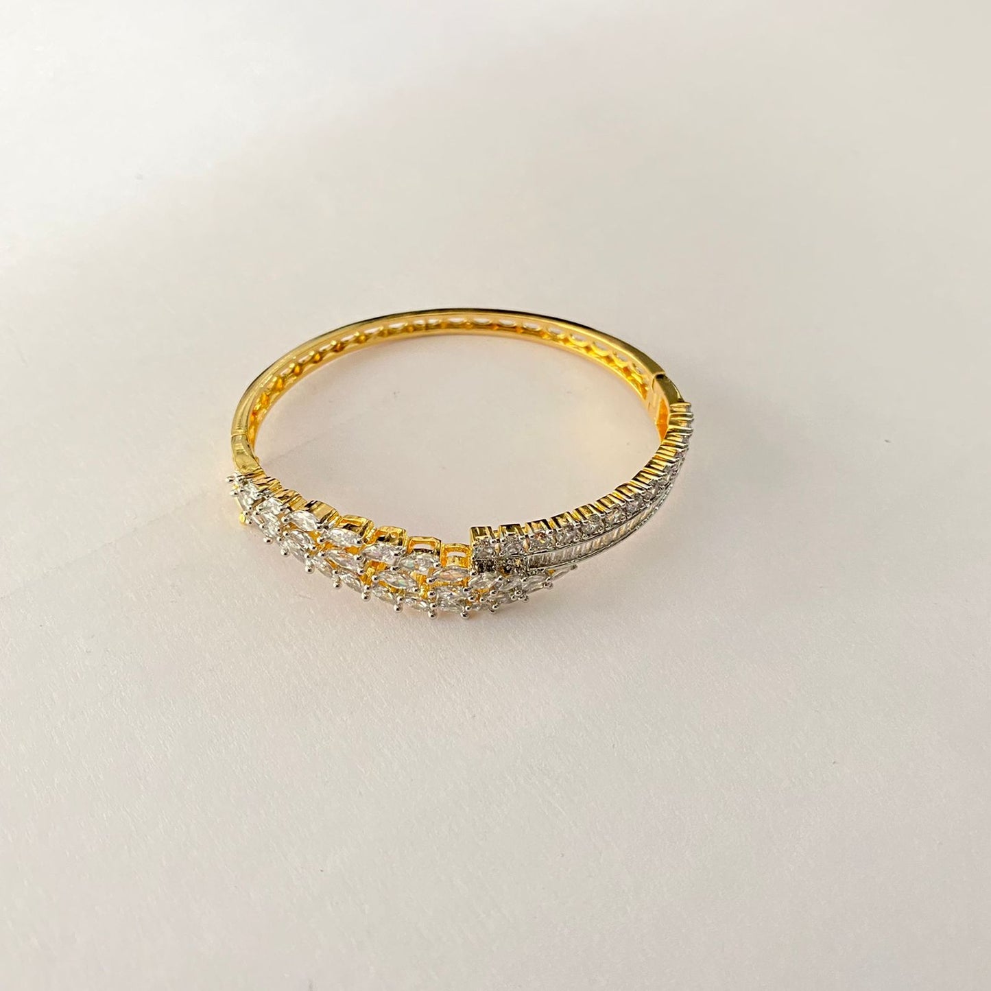 Sleek Gold Plated Diamond Bracelet
