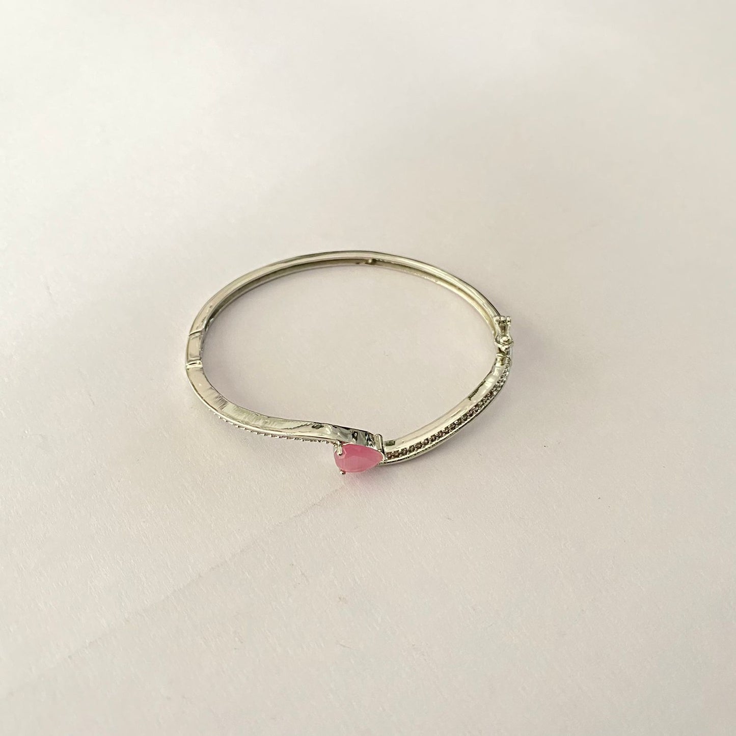 Silver Plated Rose Quartz Single Stone Bracelet
