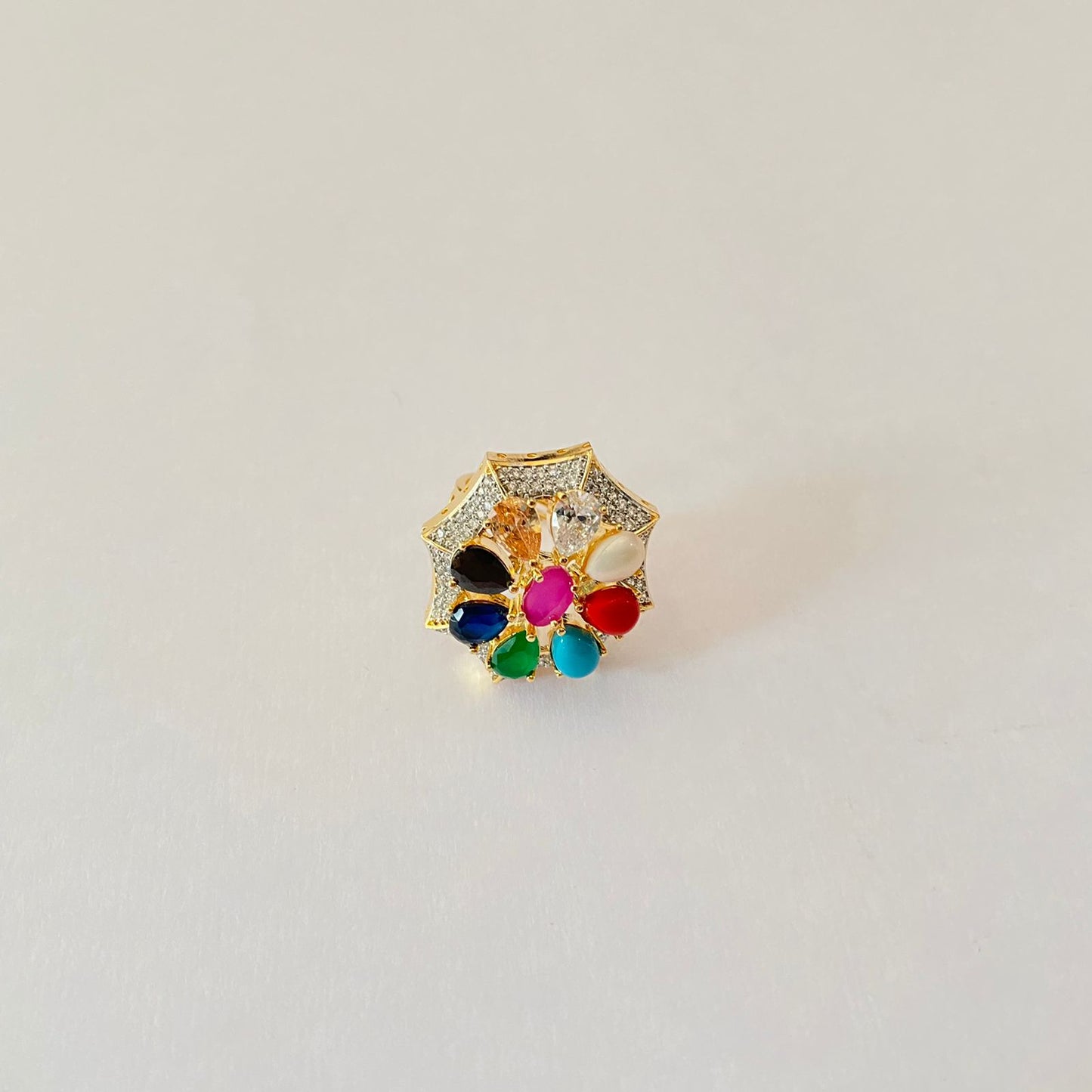 Gold Plated Navratna Ring
