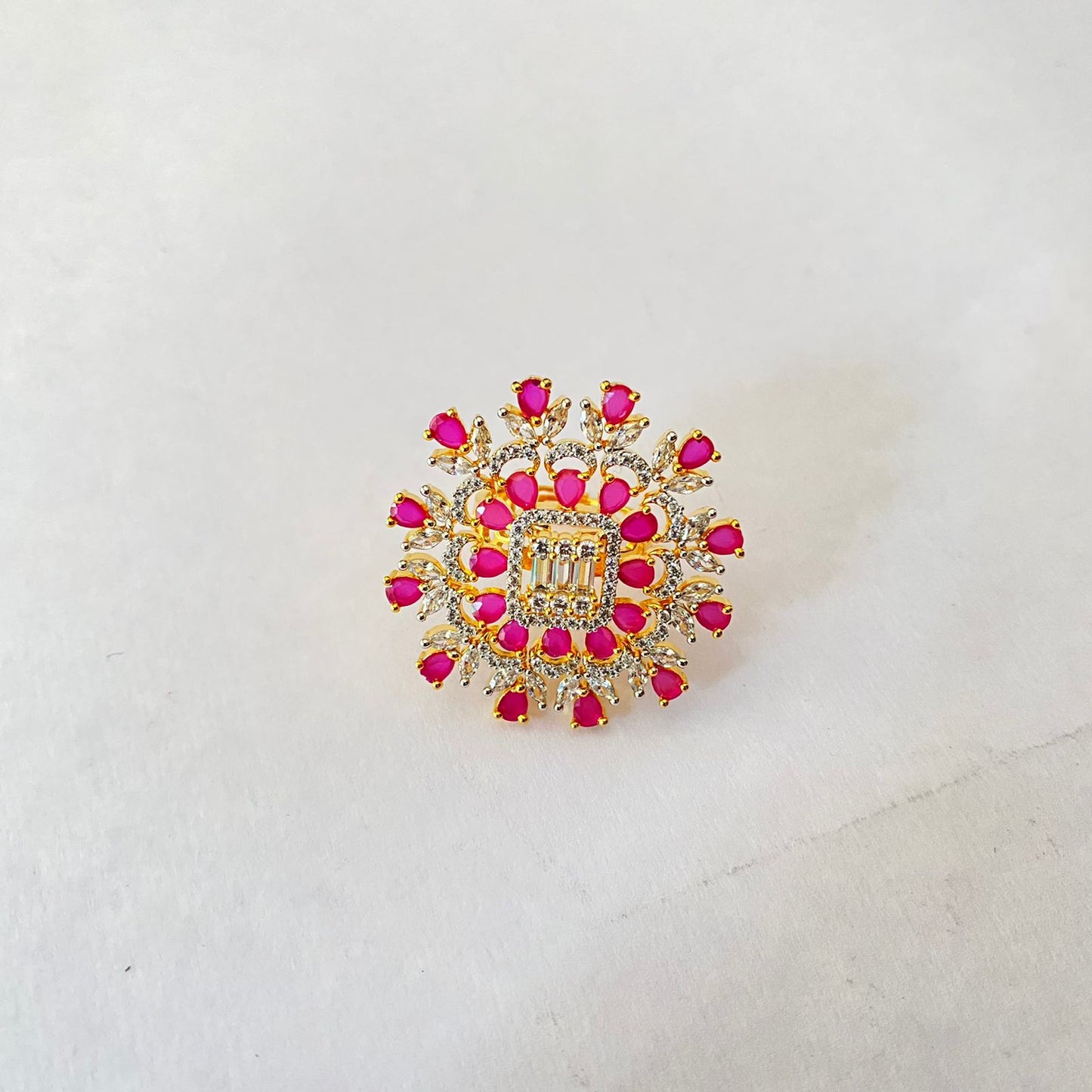 Ruby Gold Plated Diamond Ring