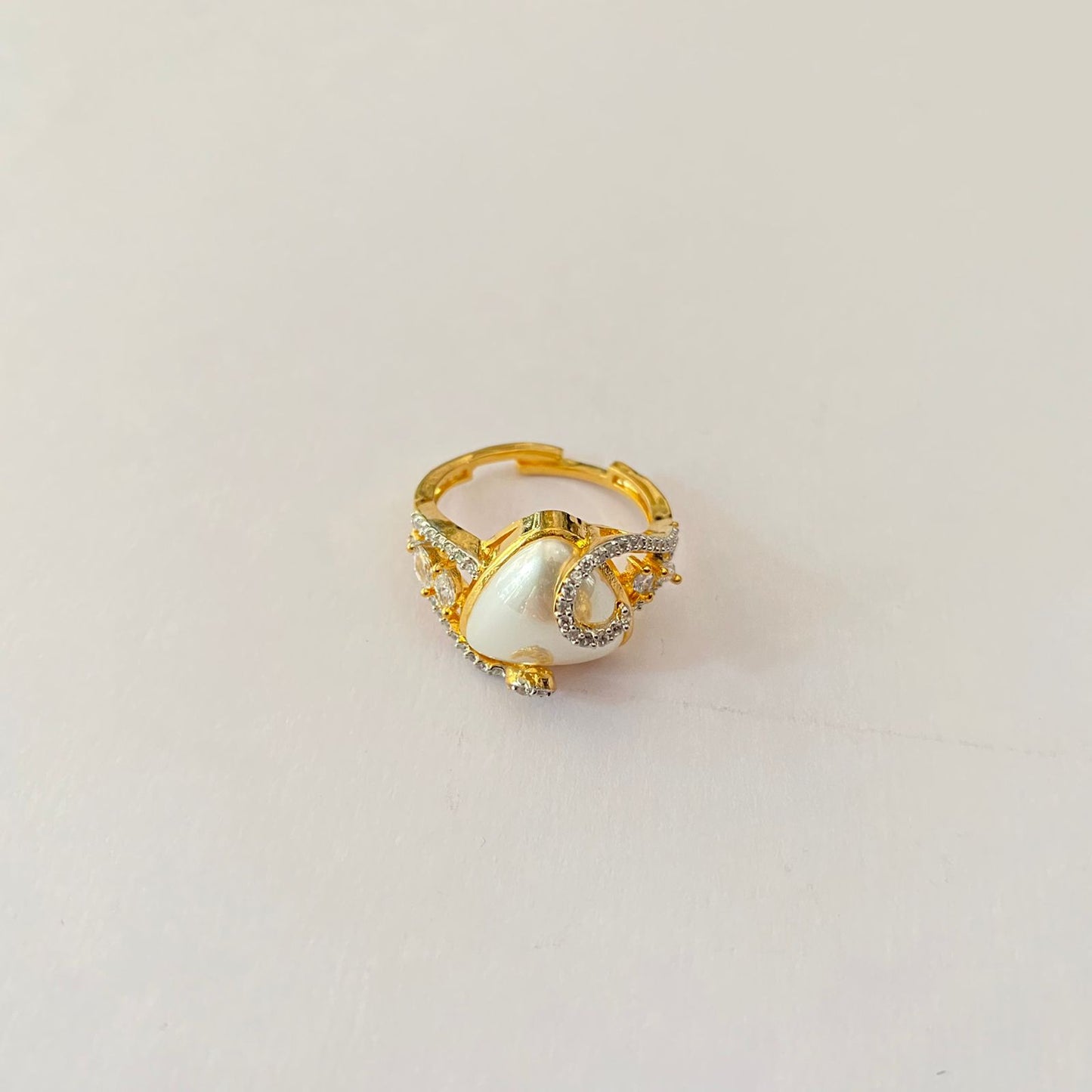 Gold Plated Heart Shape Pearl Ring