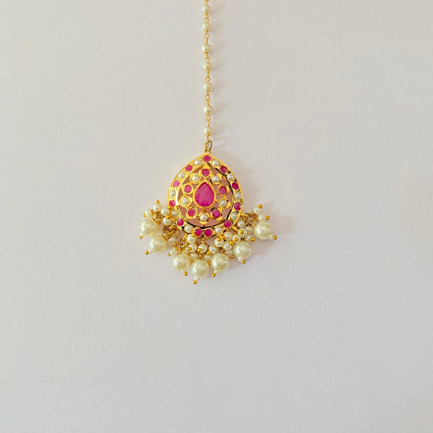 Jadau Mangtika with Ruby Stone and Pearl