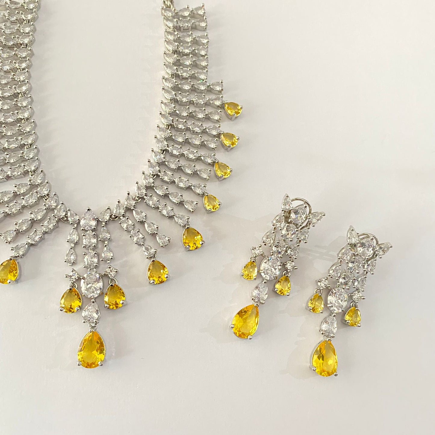 Yellow Opal Diamond Classic Necklace Set