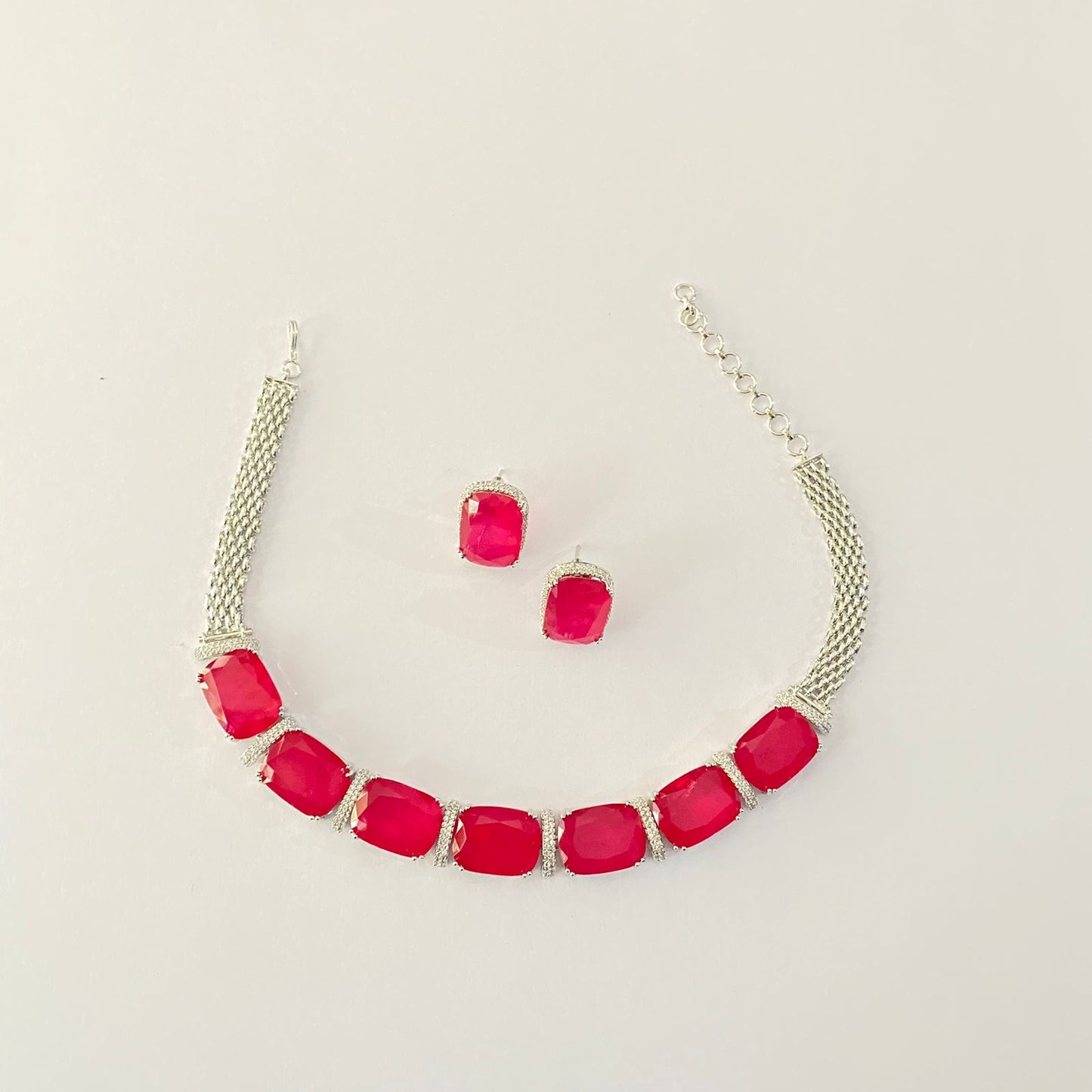 Pink Exclusive American Diamond Party Wear Necklace set