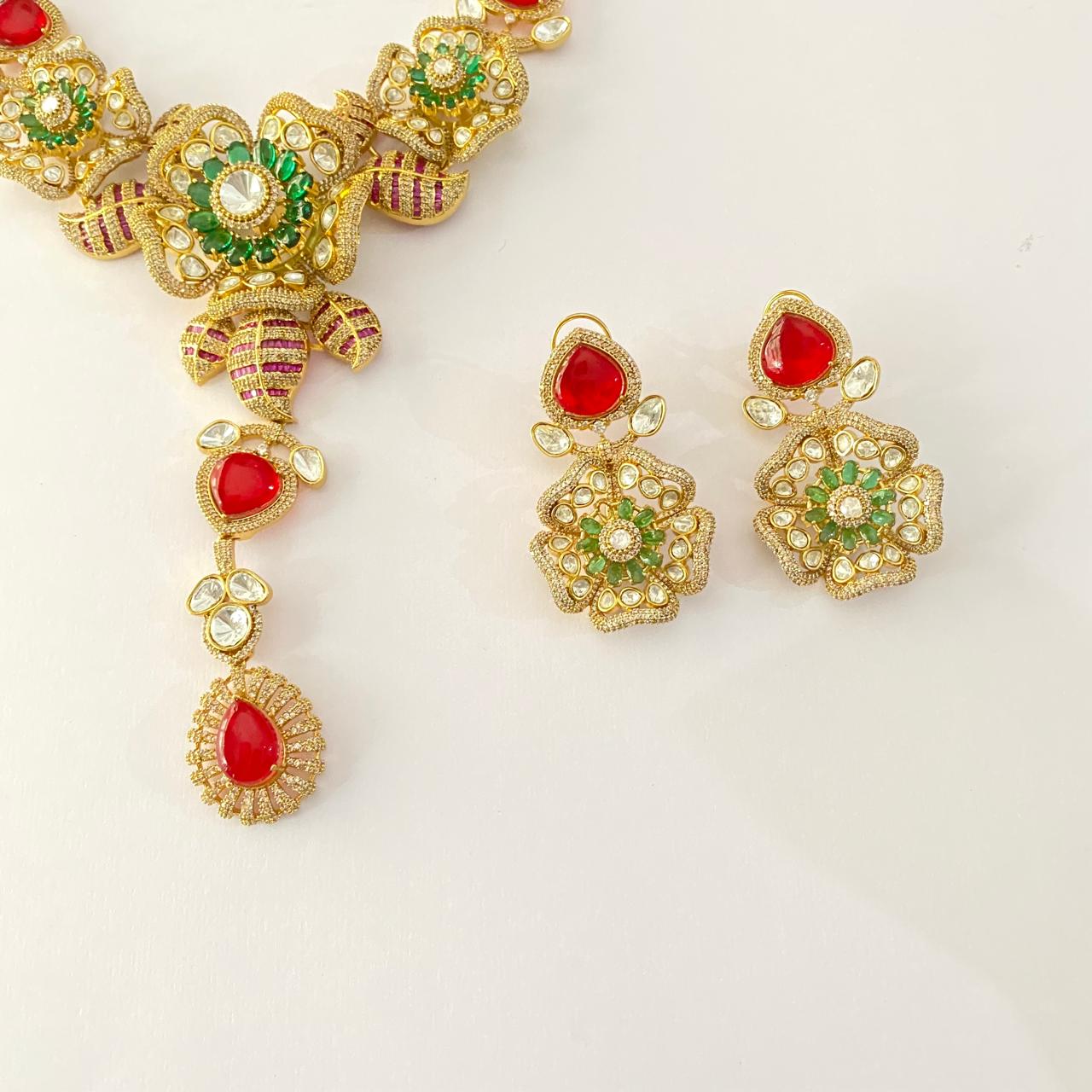 Ruby emrald Floral latest design Necklace set