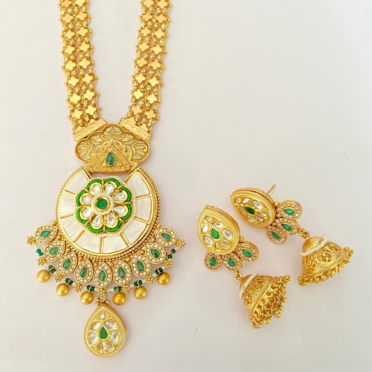 Gold Plated long Necklace Set latest design