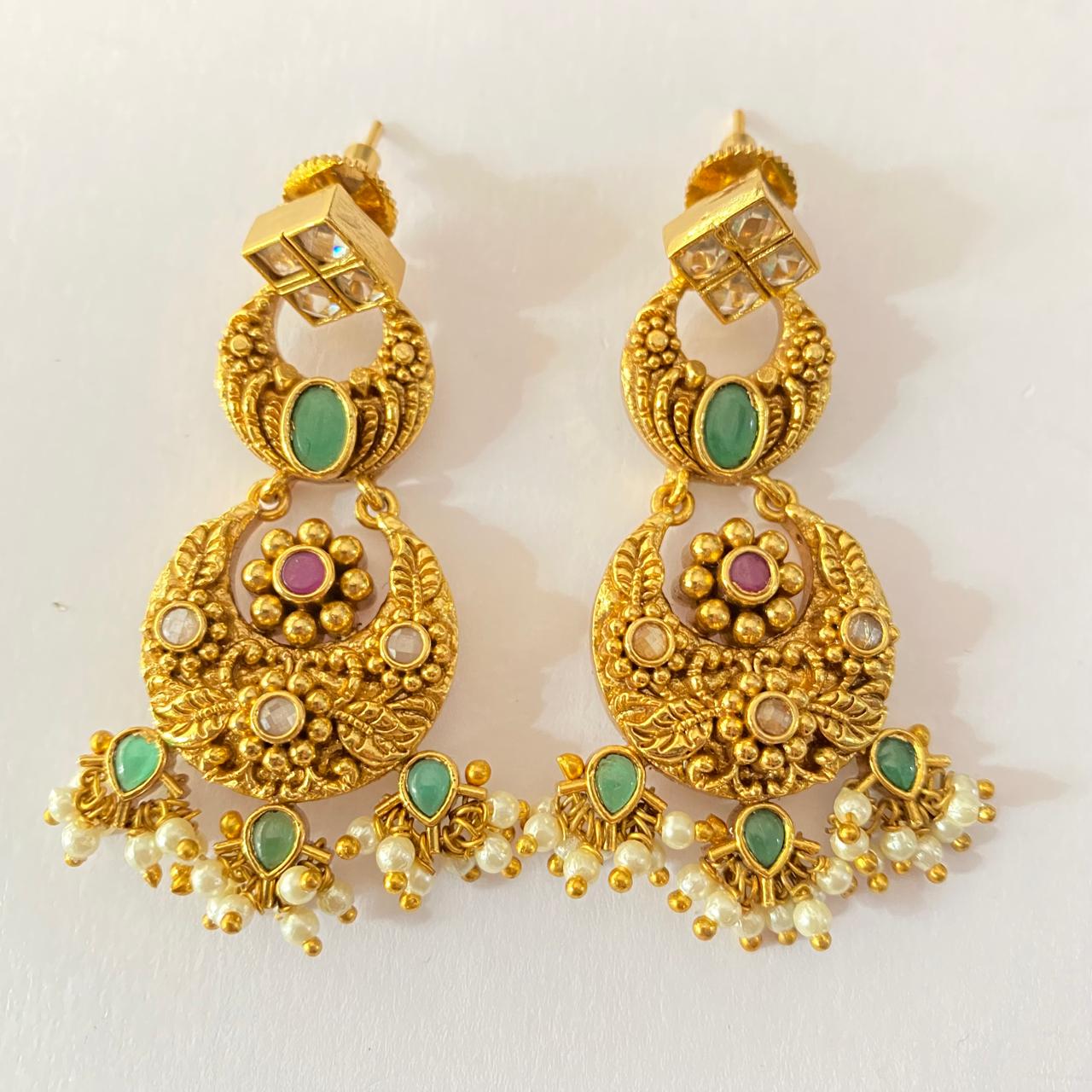Gold Plated emerald latest design earring