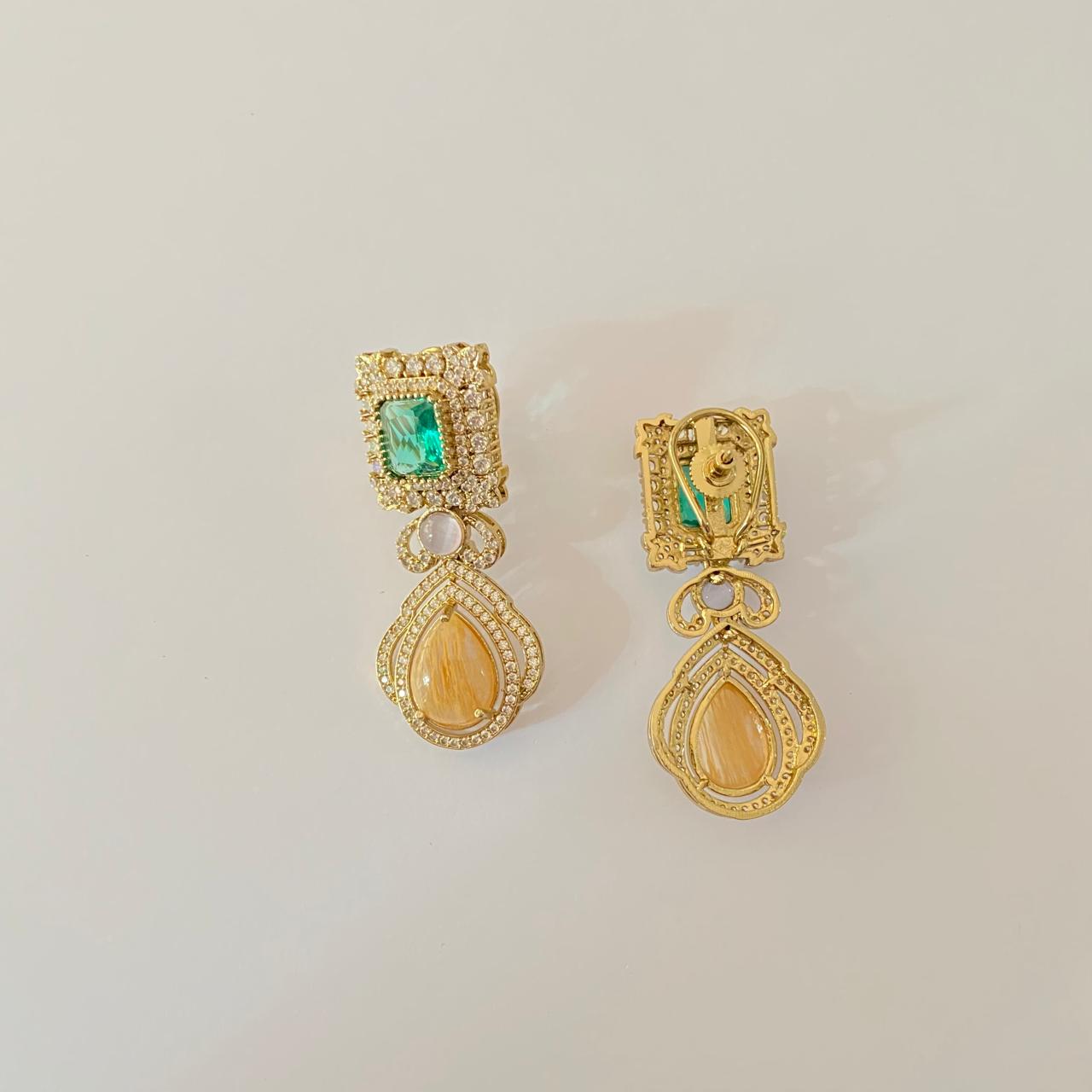 Aqua Gold Plated Earring