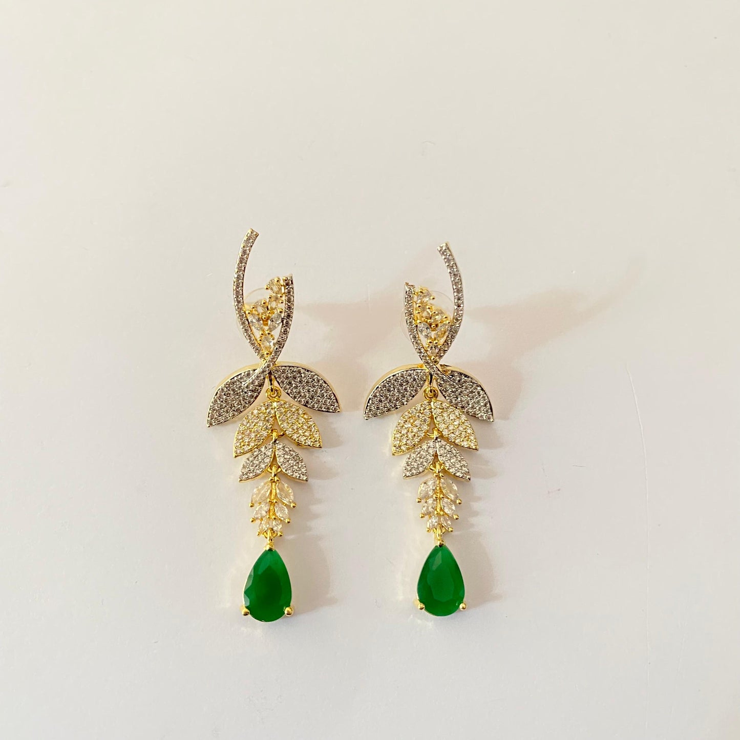 Emerald Gold Plated Drop Earring