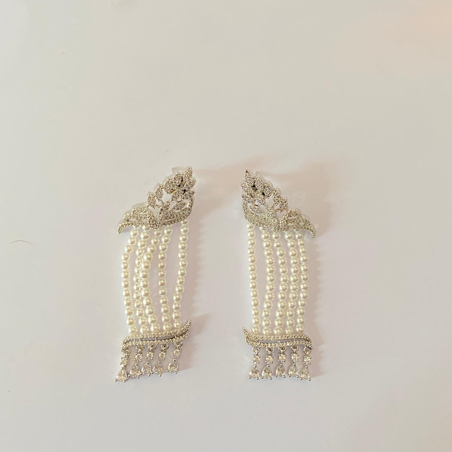 Silver Plated with White Beads Earring