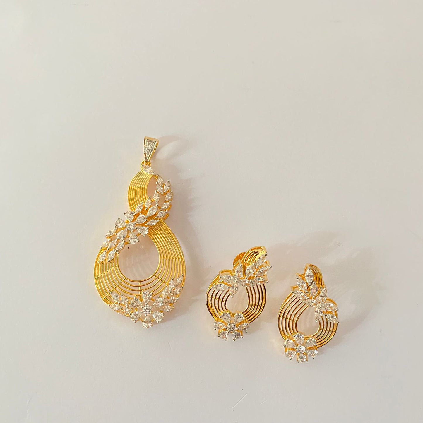 Diamond Gold Plated Pendant Set