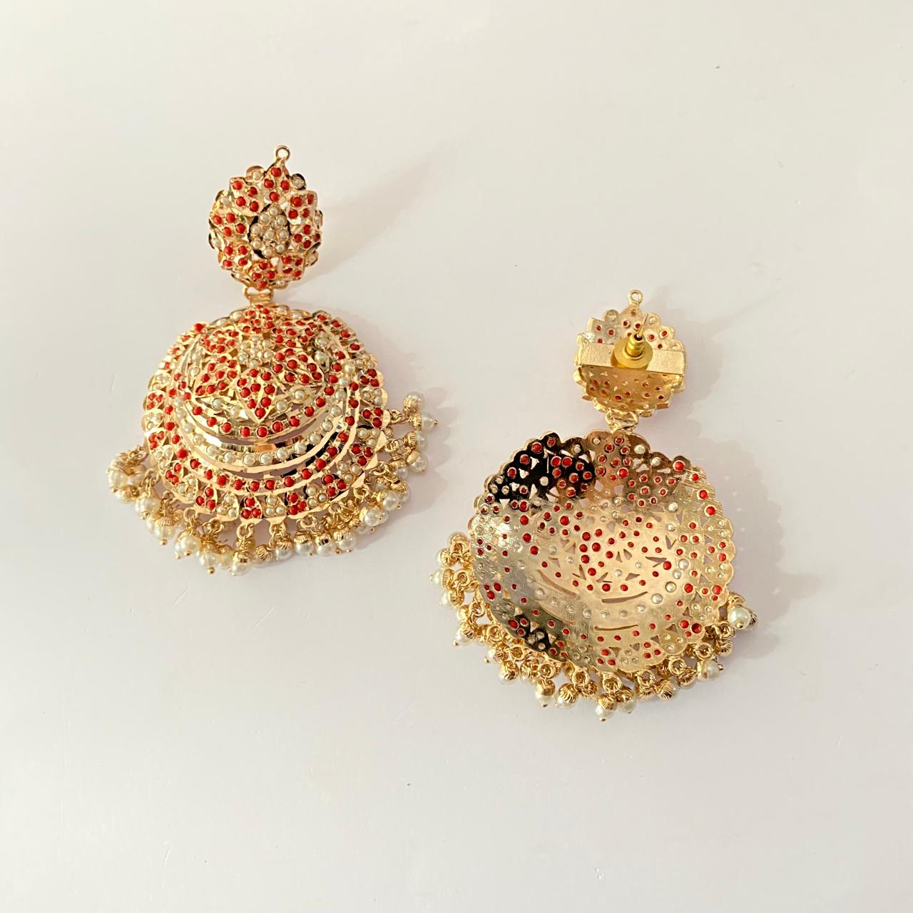 Jadau coral chand Bali with pearl latest design