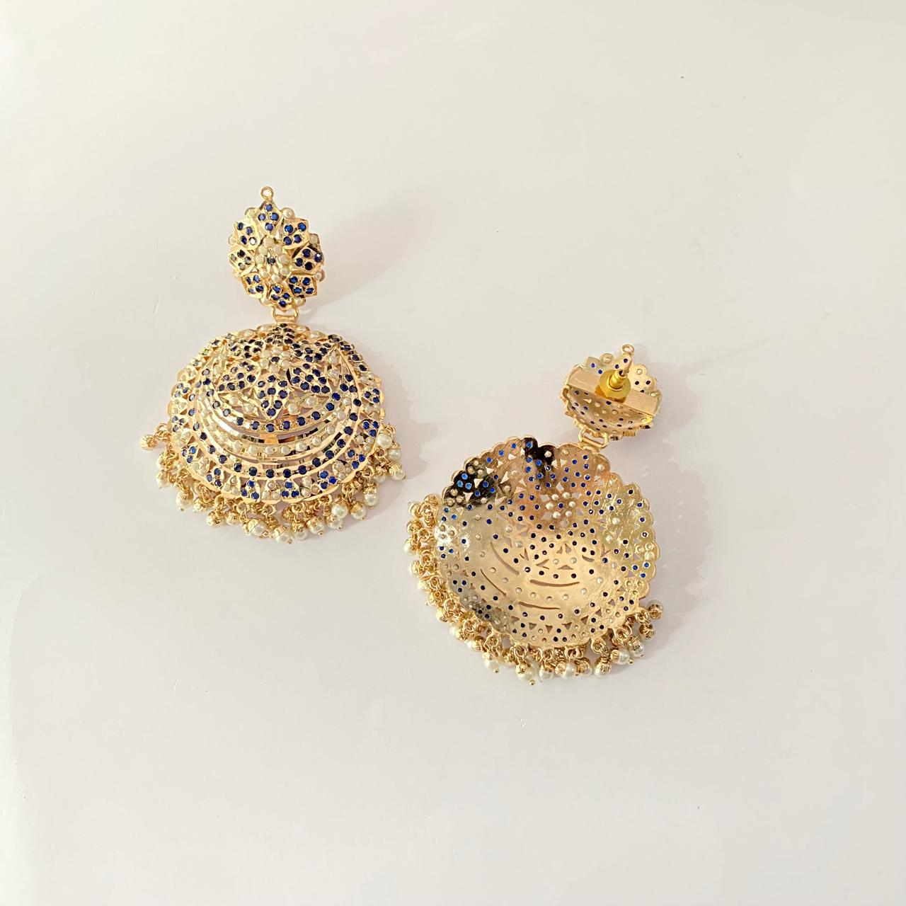 Jadau blue chand Bali with pearl latest design