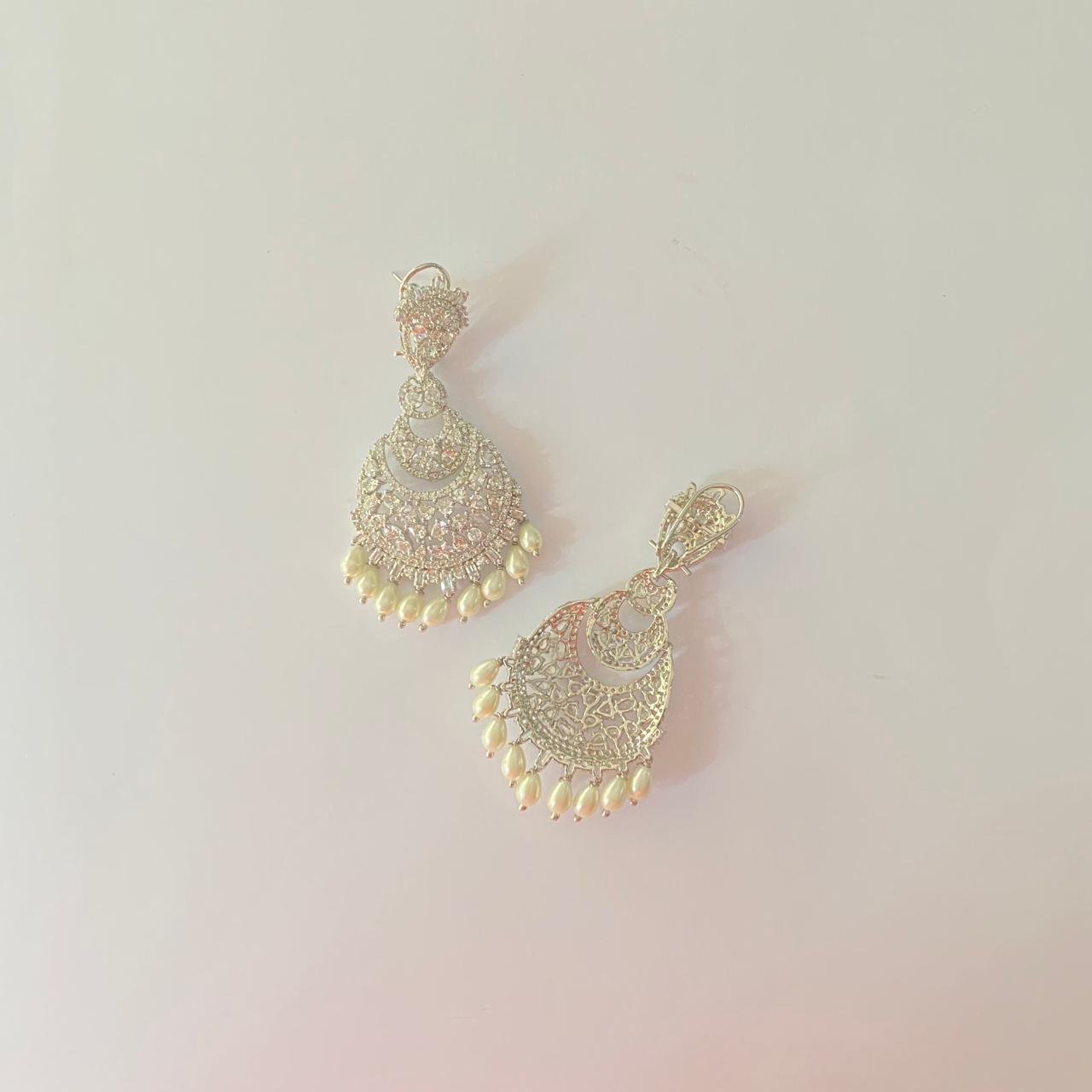 Silver Plated with Pearl Earring