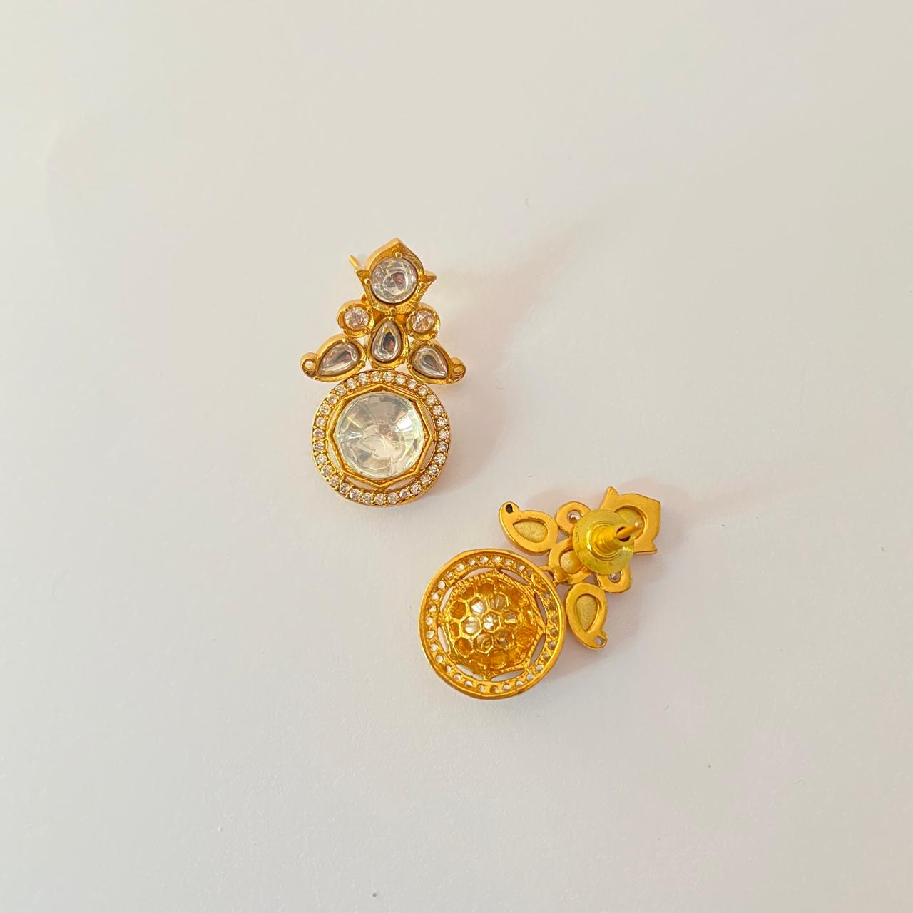 Gold Plated Moissanite Studded Earring