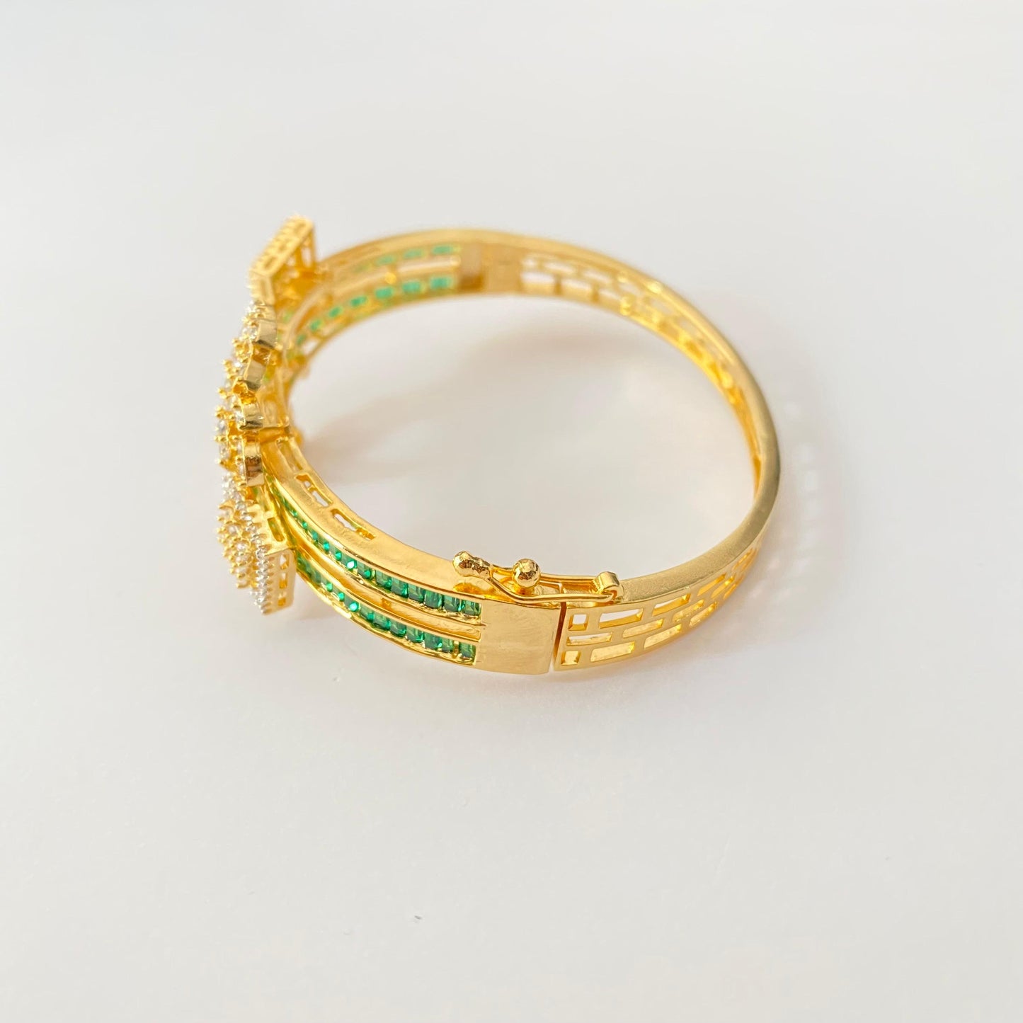 A.D Emerald Gold Plated Openable Bracelet