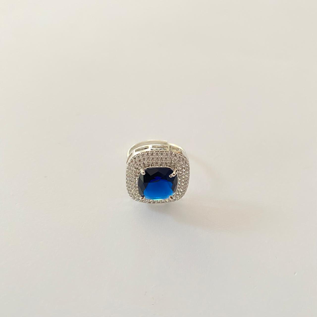 Blue Stone Silver Plated Ring