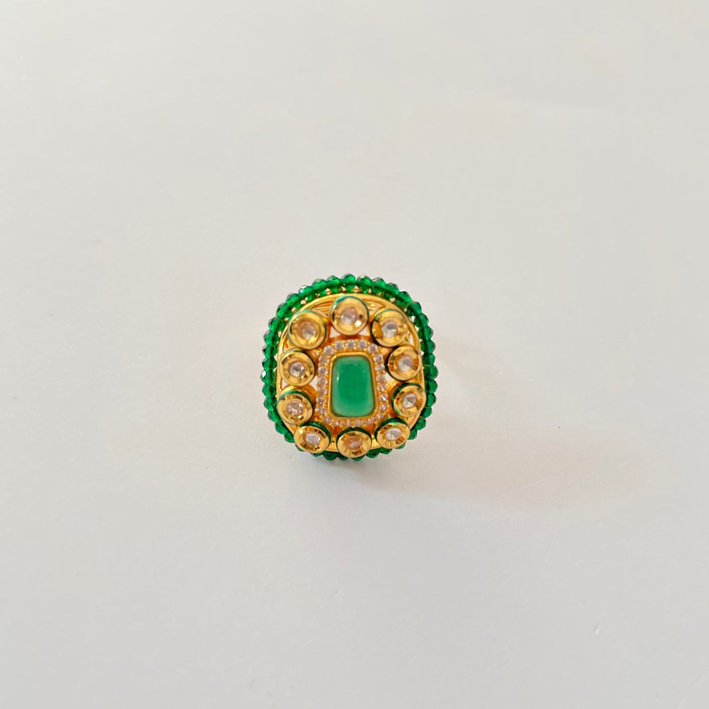 Emerald Gold Plated Kundan Earring