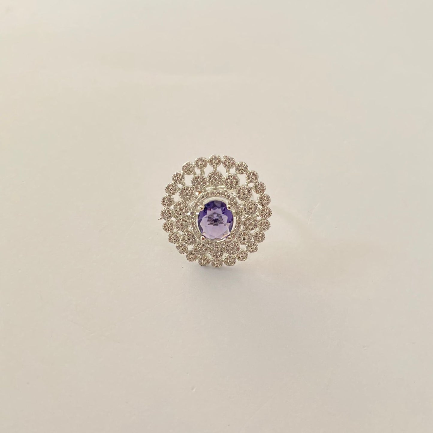 Amethyst Siver Plated Cocktail Ring