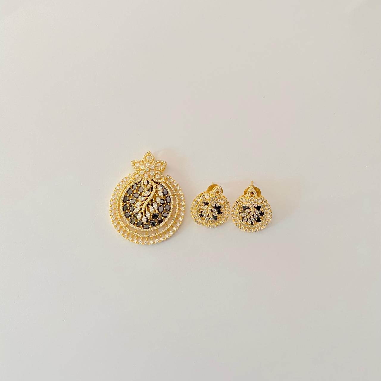 Gold Plated Diamond pendant set