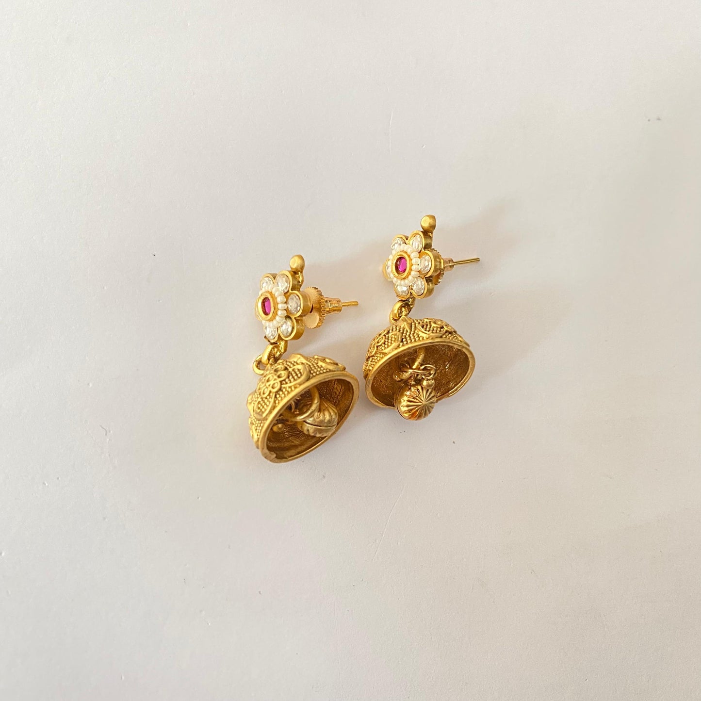 Antique Ruby and White Pearl Long Necklace Set