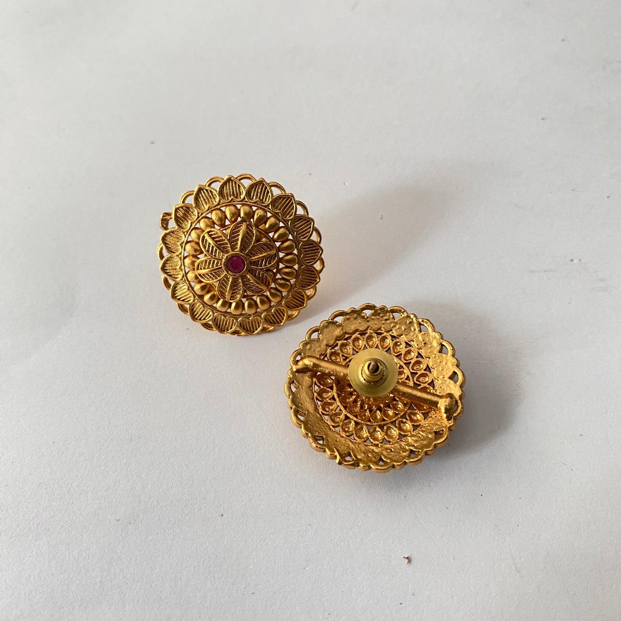 Ruby Gold Plated Big Stud