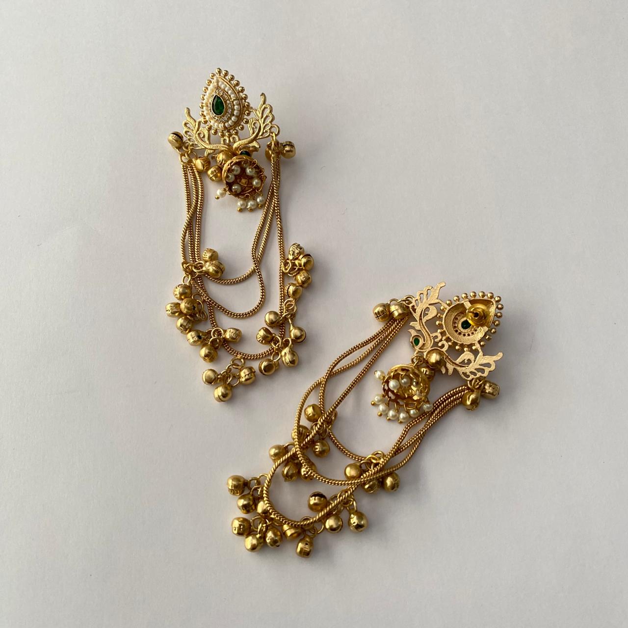Emerald Gold Plated Kashmir Jhumka Earring