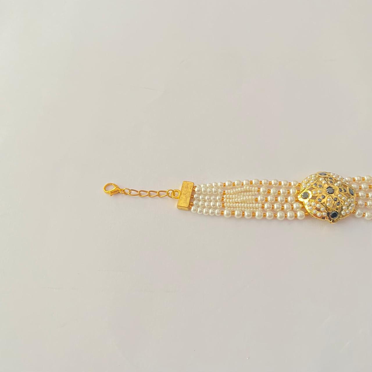 Jadau with Pearl Gold Plated Bracelet