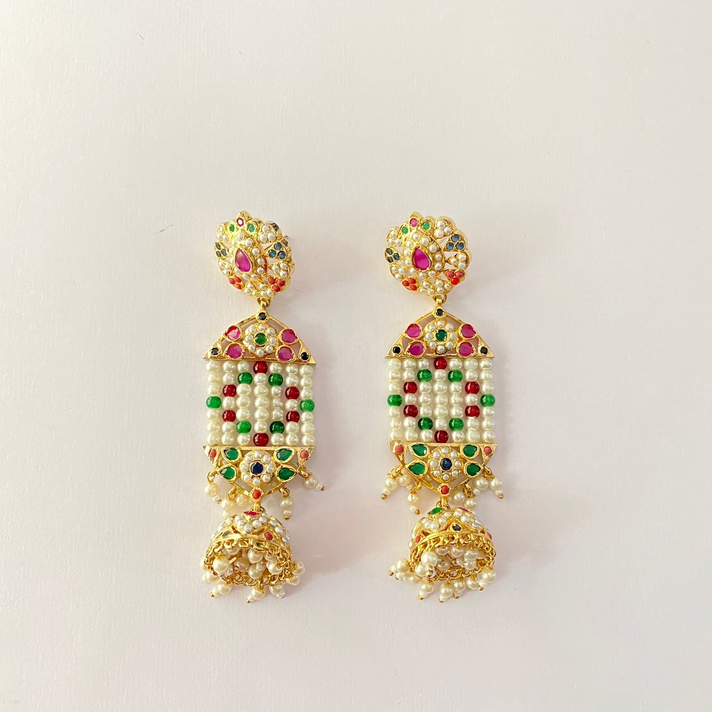 Jadau Multi Gold Plated Hanging Earring