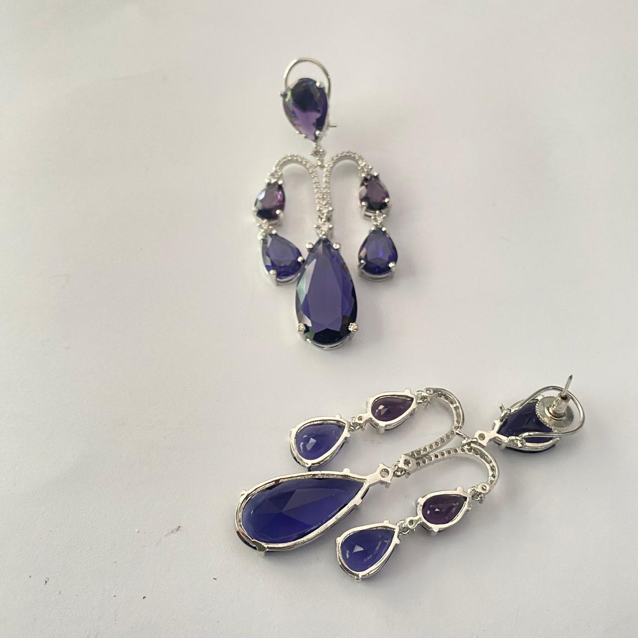 Amethyst Silver Plated Earring