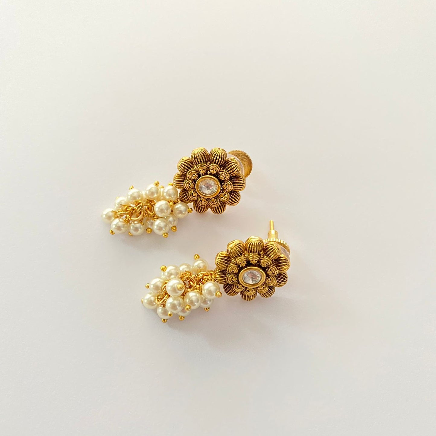 Gold Plated White Pearl Earring