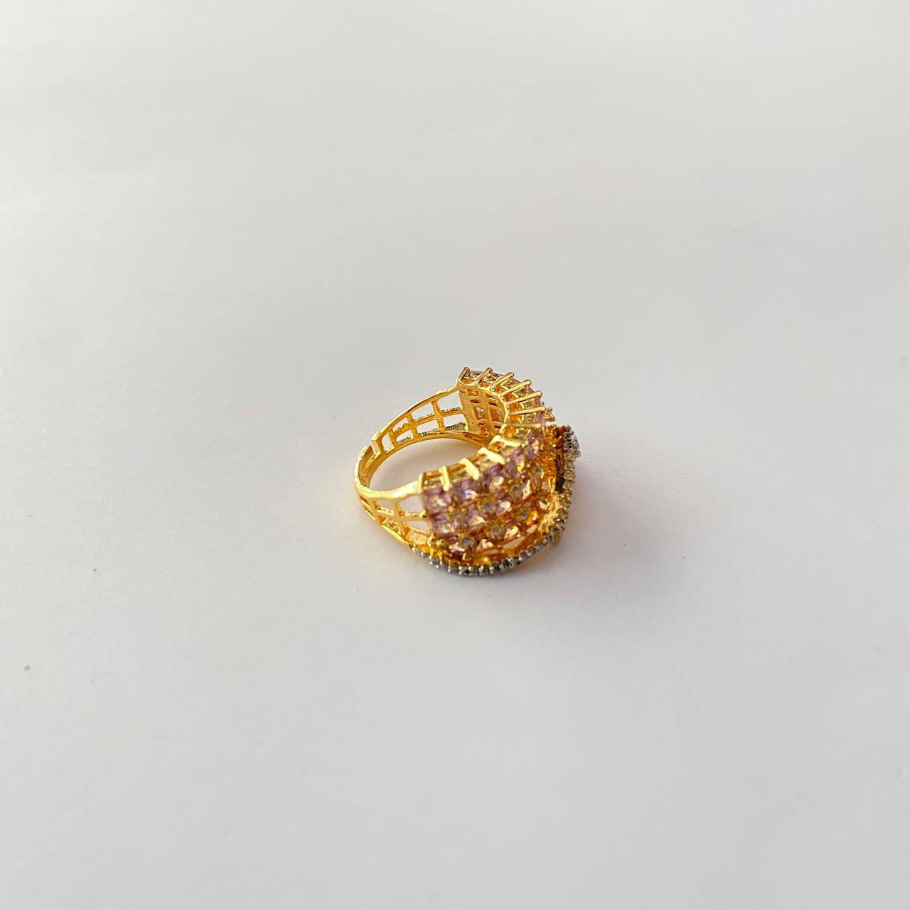 Gold Plated Pink A.D Ring