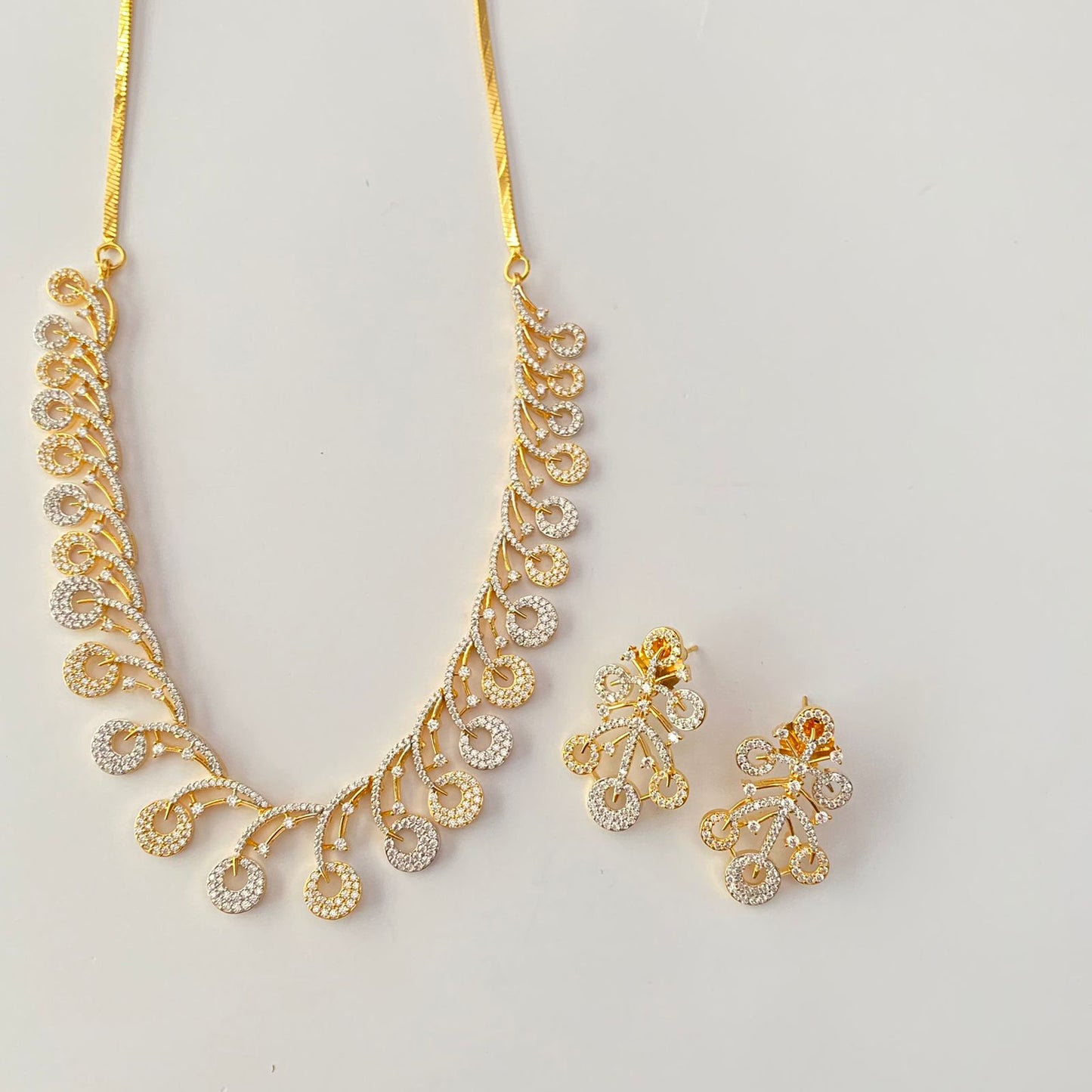 Gold Plated Diamonds Necklace Set