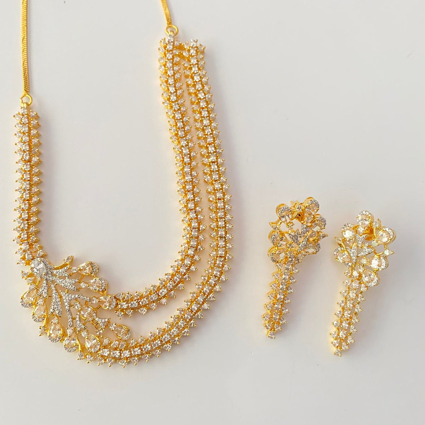 Gold Plated Double Layer Necklace Set