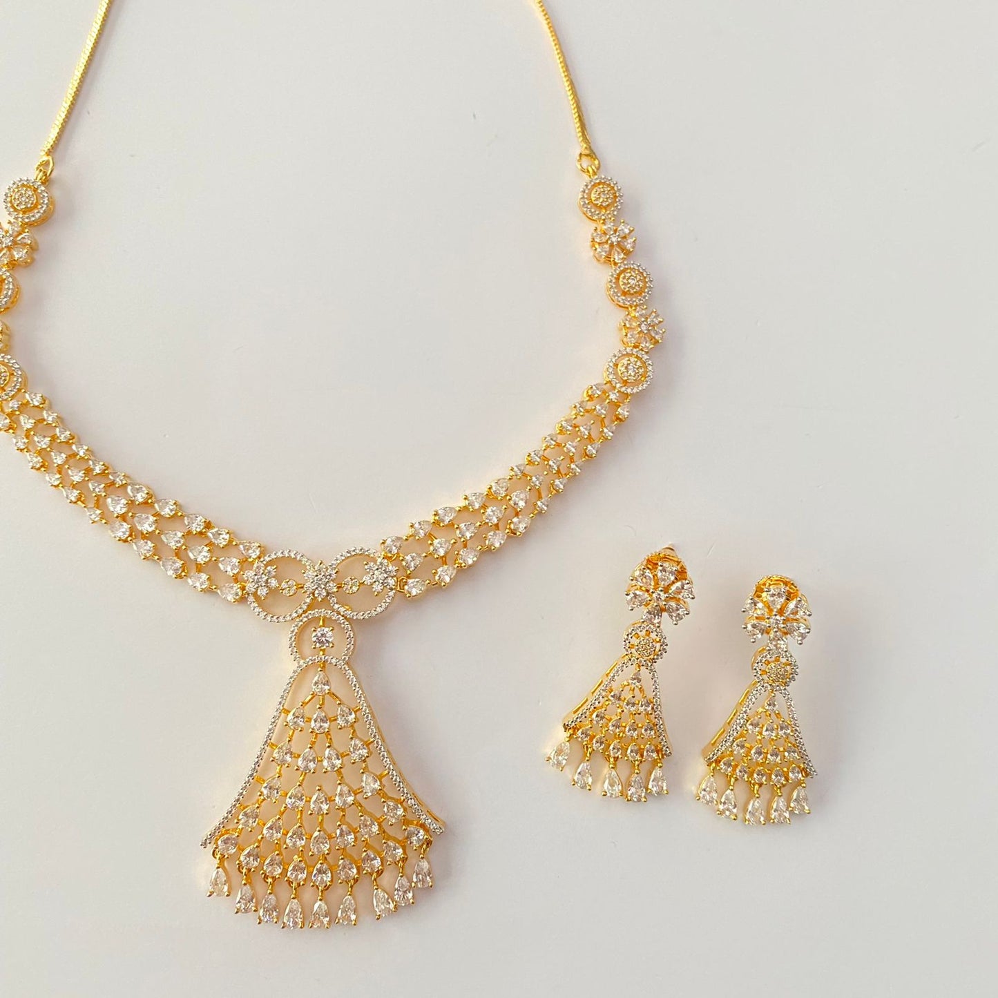 Gold Plated Diamond necklace Set