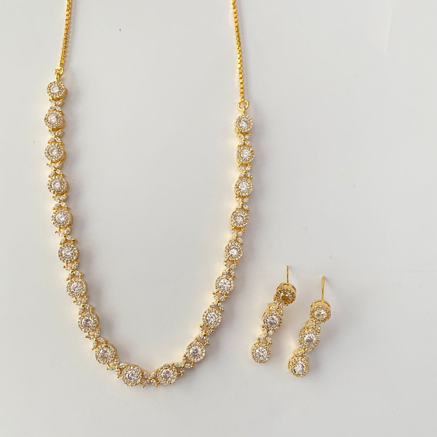 Gold Plated Diamond Necklace Set