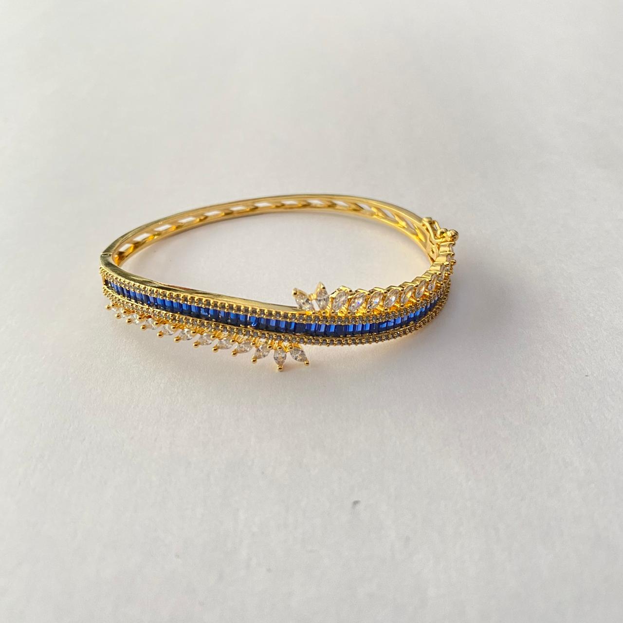 Blue Stone Gold Plated Diamond Bracelet