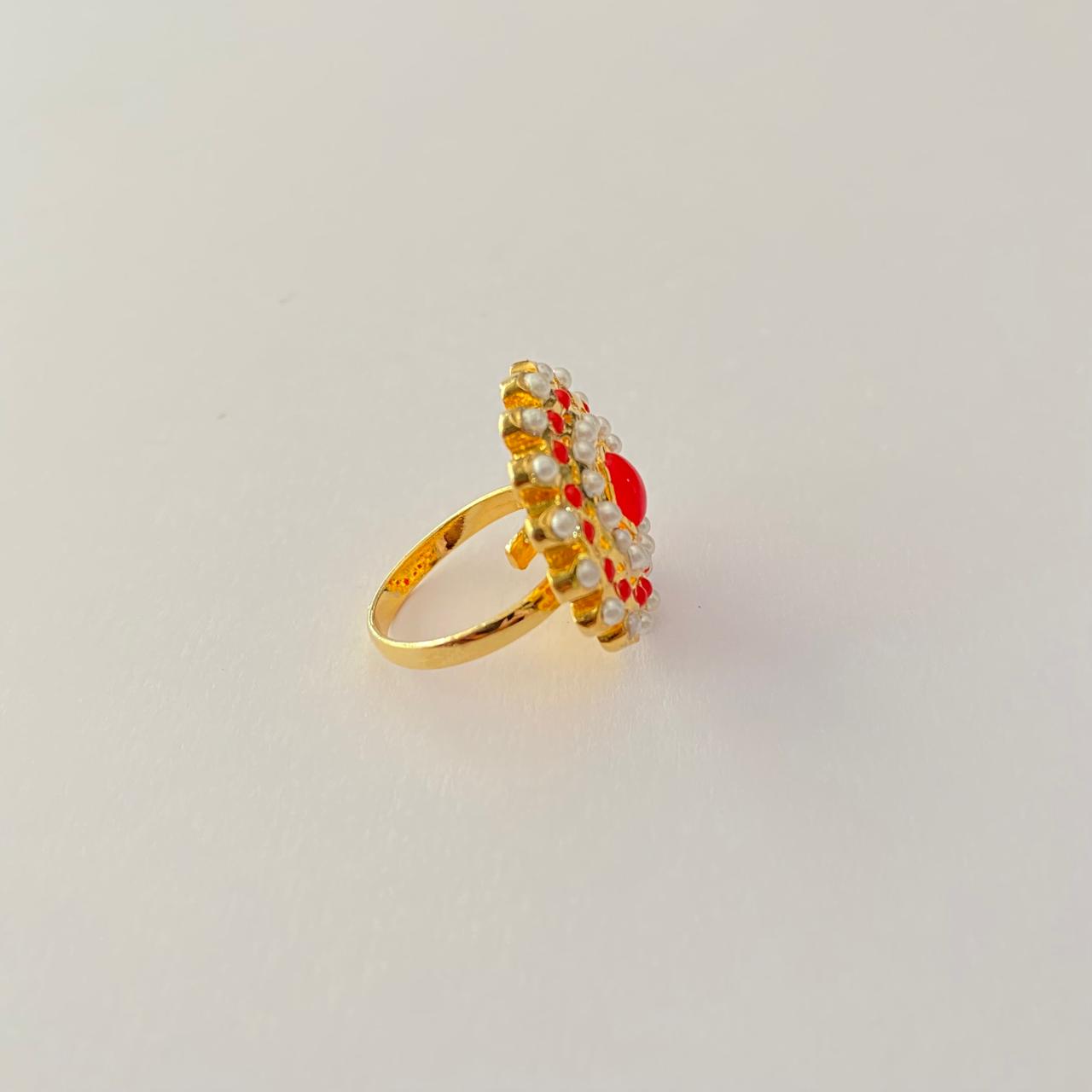 Ruby Gold Plated Jadau Ring