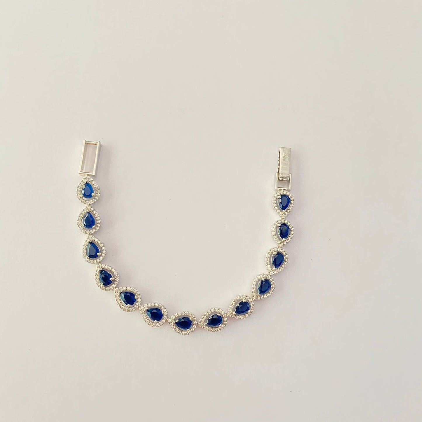 Silver Plated Blue Diamond Tennis Bracelet