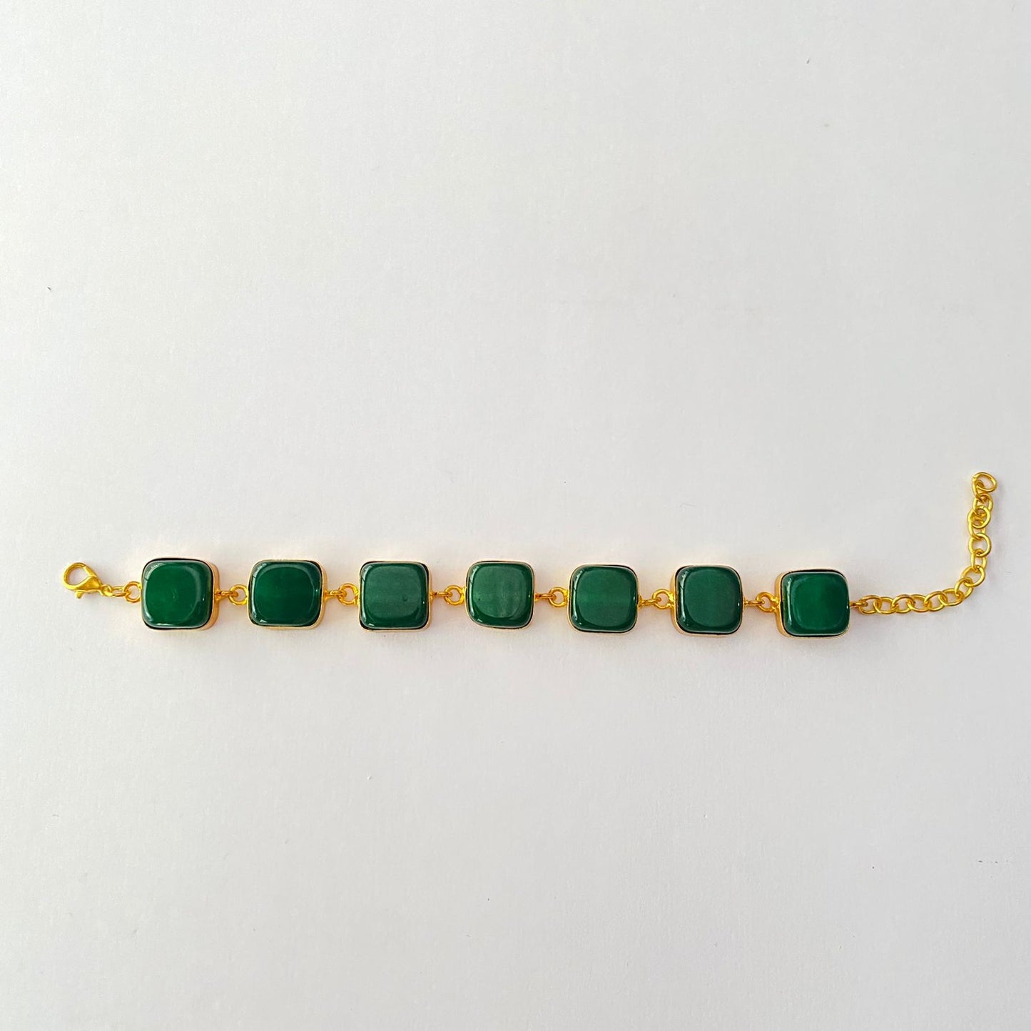 Gold Plated Green Stone Bracelet