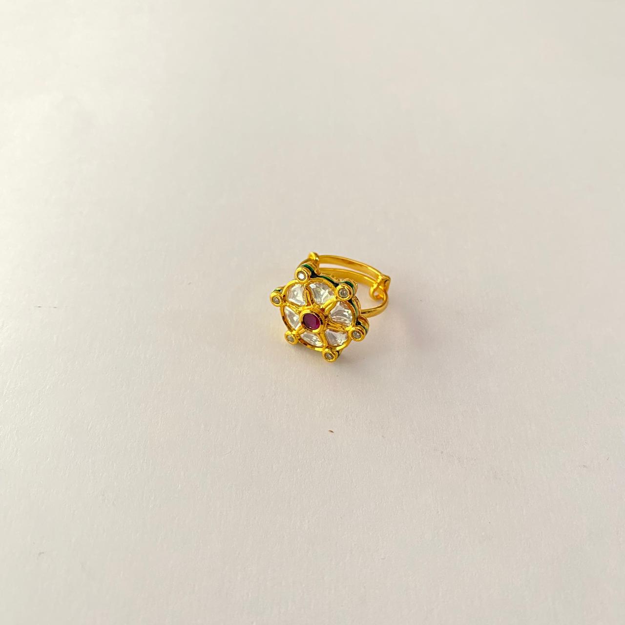 Gold Plated Kundan Ring
