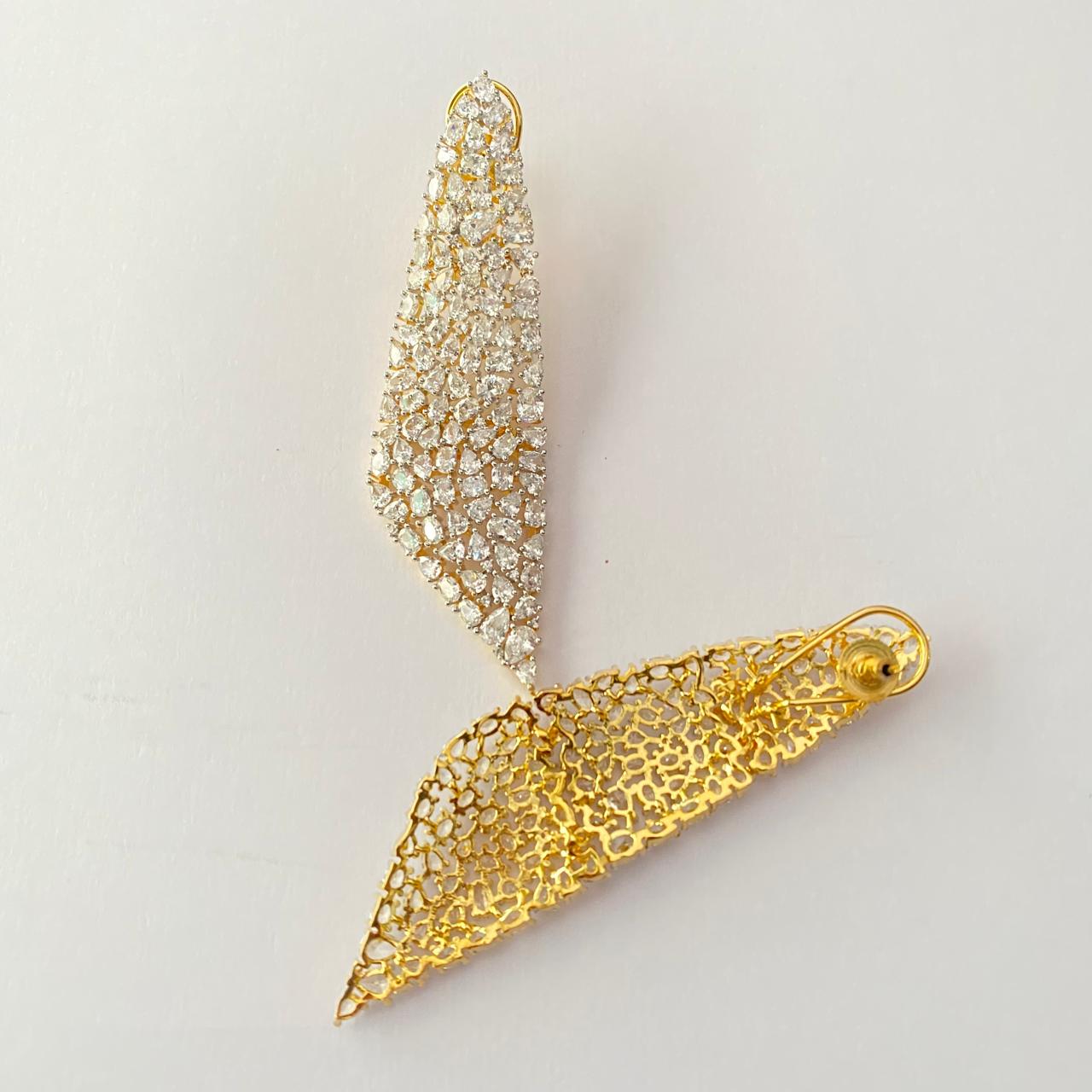 Diamond Gold Plated Long Dangler Earring