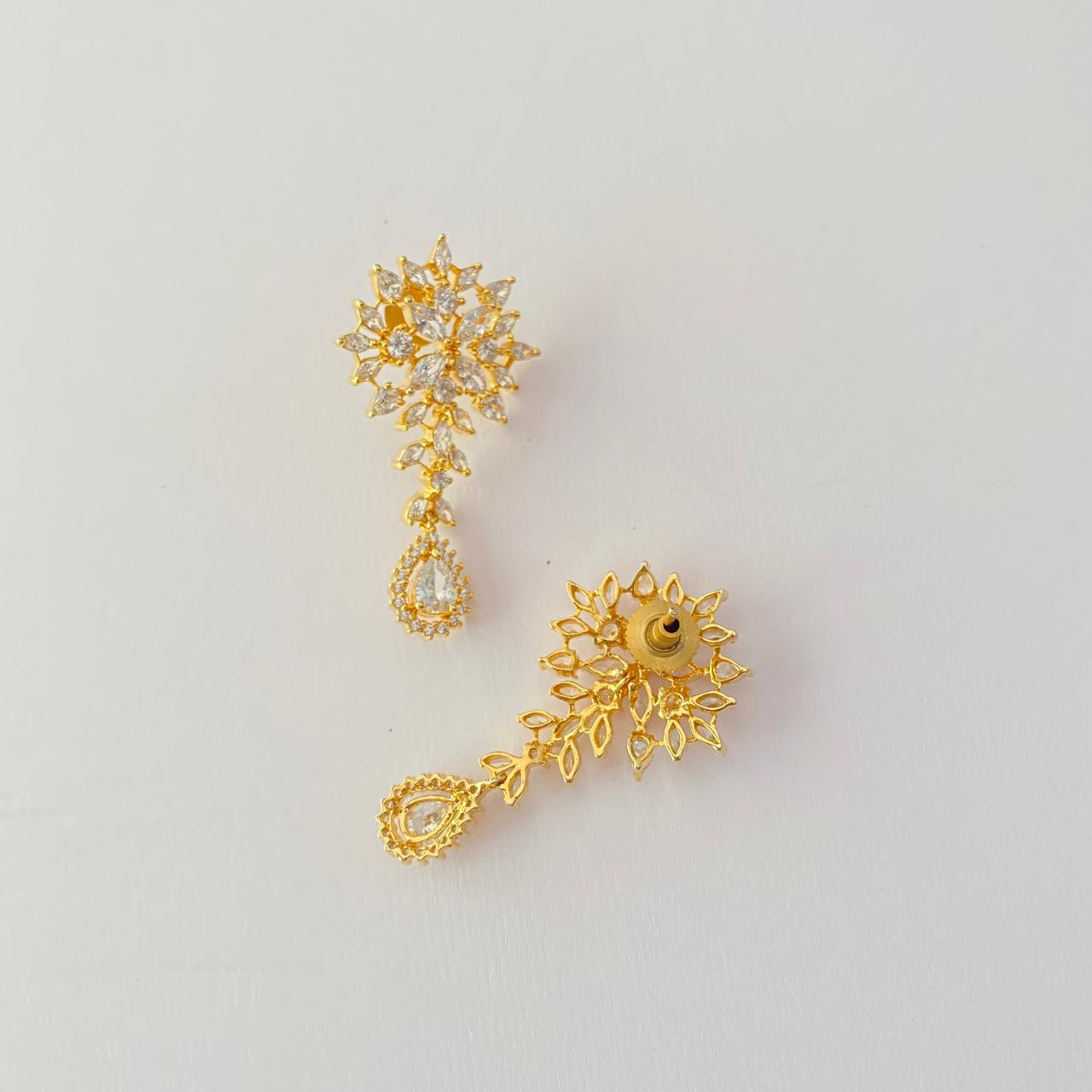 Diamond Gold Plated Drop Earring