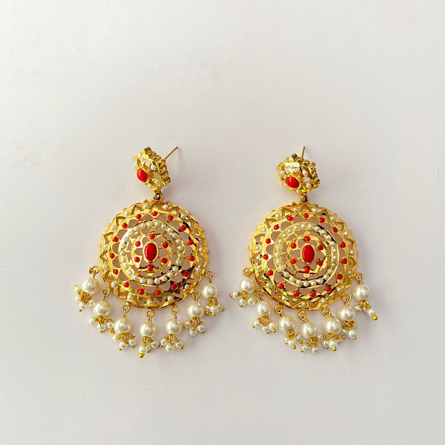 Coral Gold Plated Chand Bali