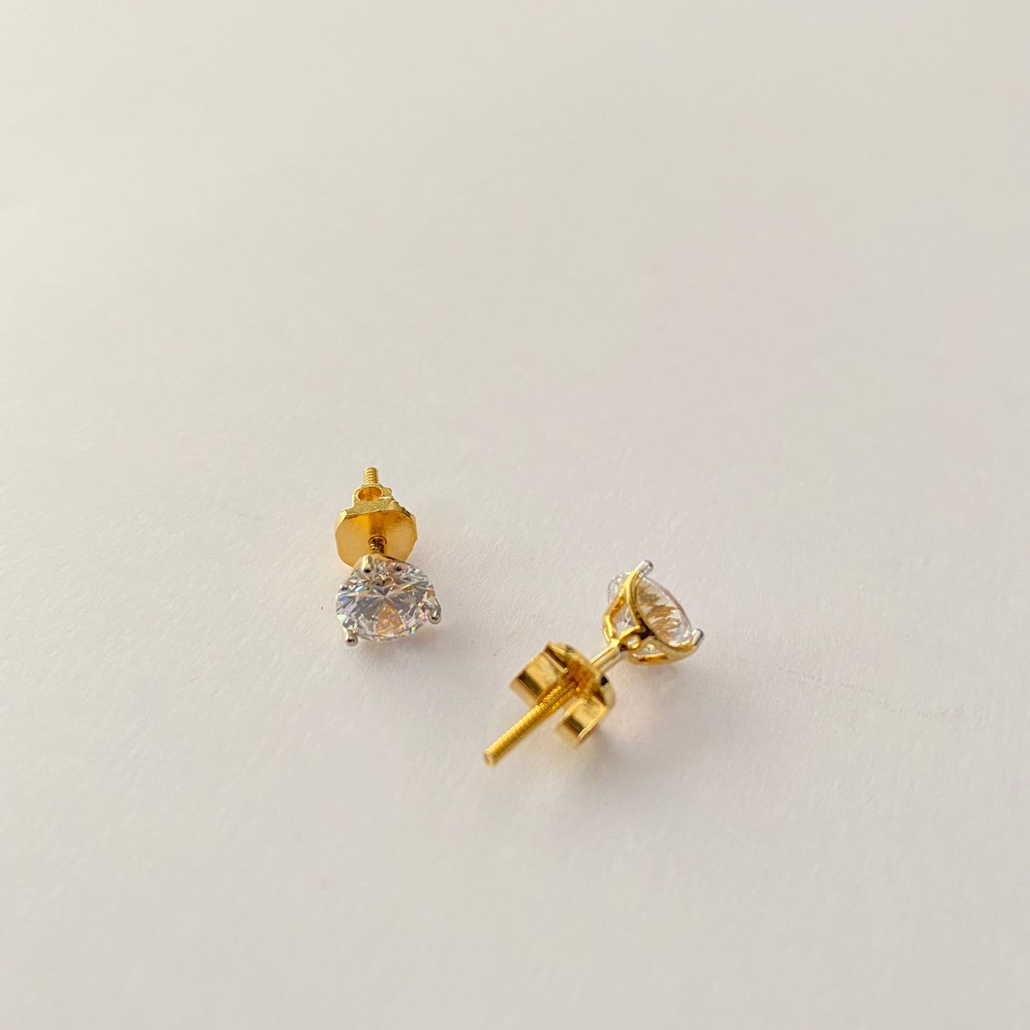 Single Stone Back Screw Gold Plated Solitaire